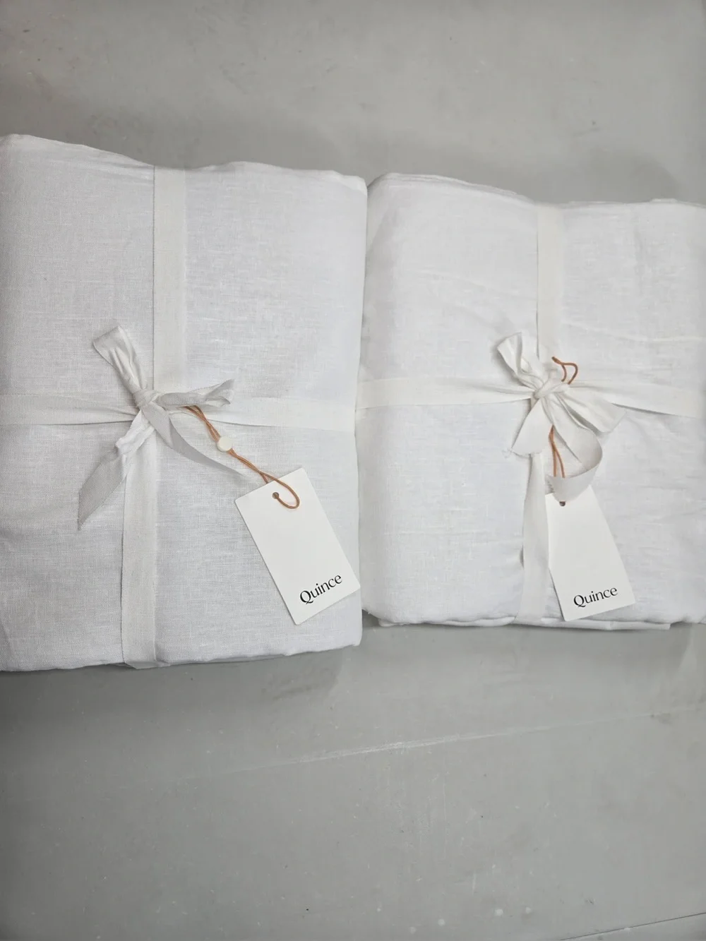 NWT QUINCE Set Of 2 48x96 European Linen True Blackout Curtains White 0464